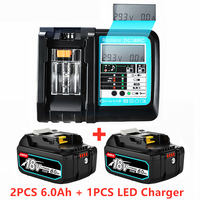 18 V 6.0 8.0Ah akumulator bateria do narzędzi Makita elektronarzędzia z LED Li-ion wymiana LXT BL1860 1850 18 v 9 A 6000mAh 1